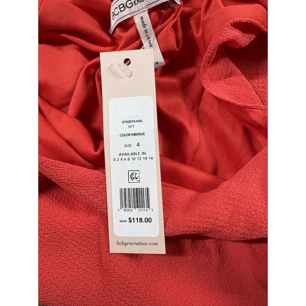 BCBG Dress Womens Size 4‎ Orange Teired Ruffle Asymmetrical Cocktail Mini New - Picture 9 of 15